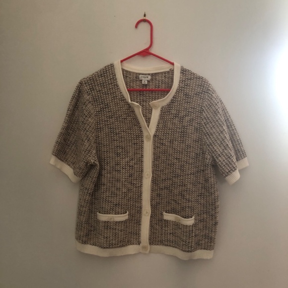 J. CREW Cardigan Sweater Women's X Large Multi Pockets Short Sleeve Button Front - Picture 2 of 8